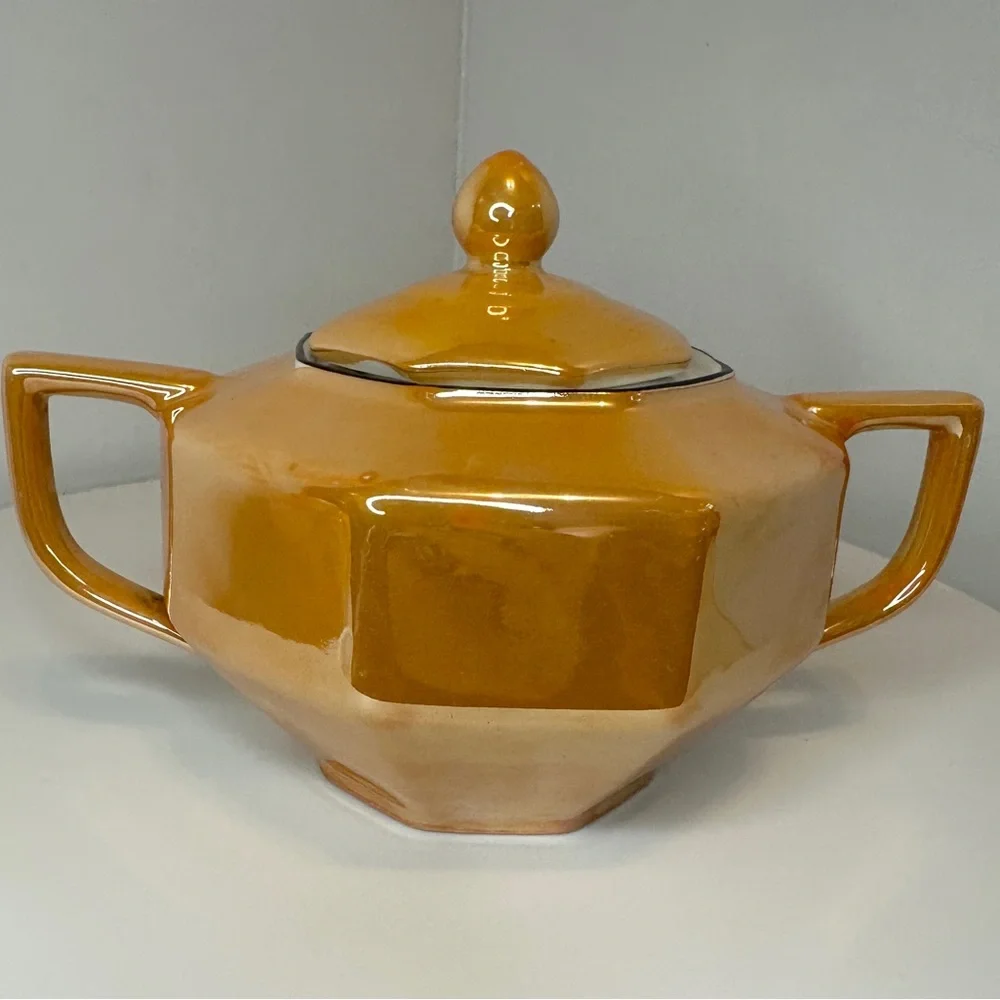 Vintage Orange/ Peach Lusterware Z. S & CO BAVARIA Cream Pitcher and Sugar Bowl
